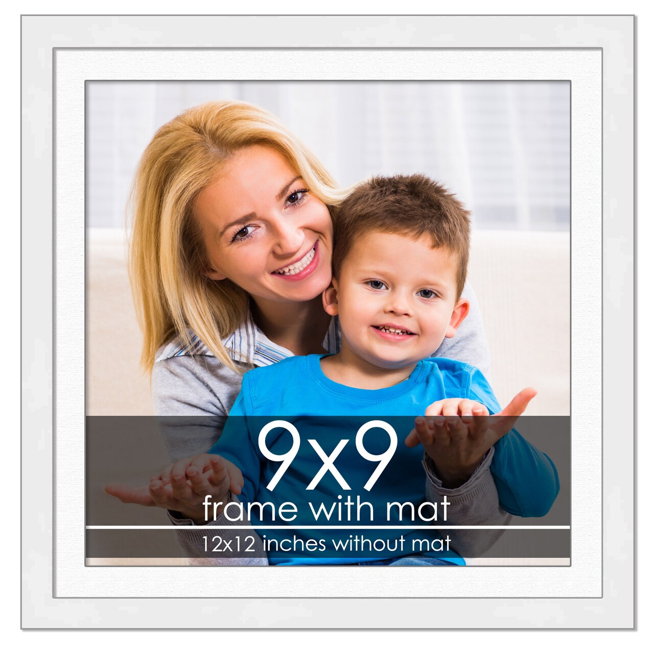 Modern White Frame with White Photo Mat, UV Acrylic Front, Foam Board Backing, 60 Sizes Available
